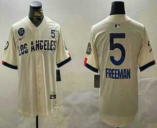 Men%27s Los Angeles Dodgers #5 Freddie Freeman Number Cream 2024 World Series City Connect Limited Stitched Jersey->los angeles dodgers->MLB Jersey